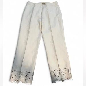 White Eyelet Trim Pants